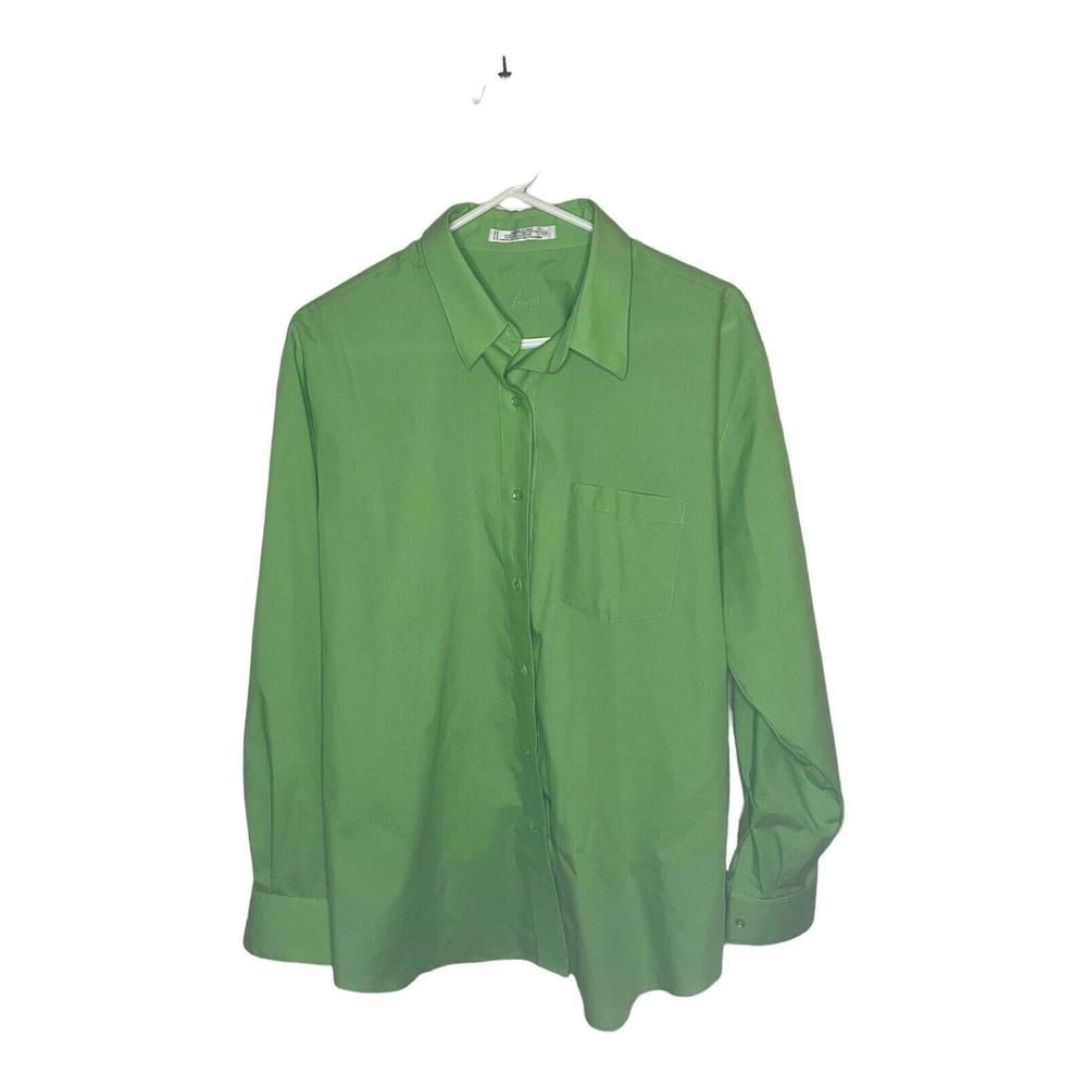 Women’s Size 16 Foxcroft Wrinkle Free Bright Green Button Dress Shirt